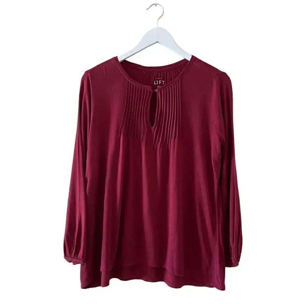 Loft Ann Taylor Burgundy Soft Long Sleeves Lightweight Women’s Top SZ XS #1376